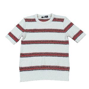 Vintage GIVENCHY SPORT Striped Short Sleeve Fuzzy Cloth‎ Shirt Women's Sz Large